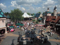 Lancelot`s Carousel and surroundings, viewed from the Sleeping Beauty`s Castle, at Fantasyland of Disneyland Park