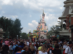 Disney All Stars Express, at the Main Street and the Sleeping Beauty`s Castle, at Disneyland Park