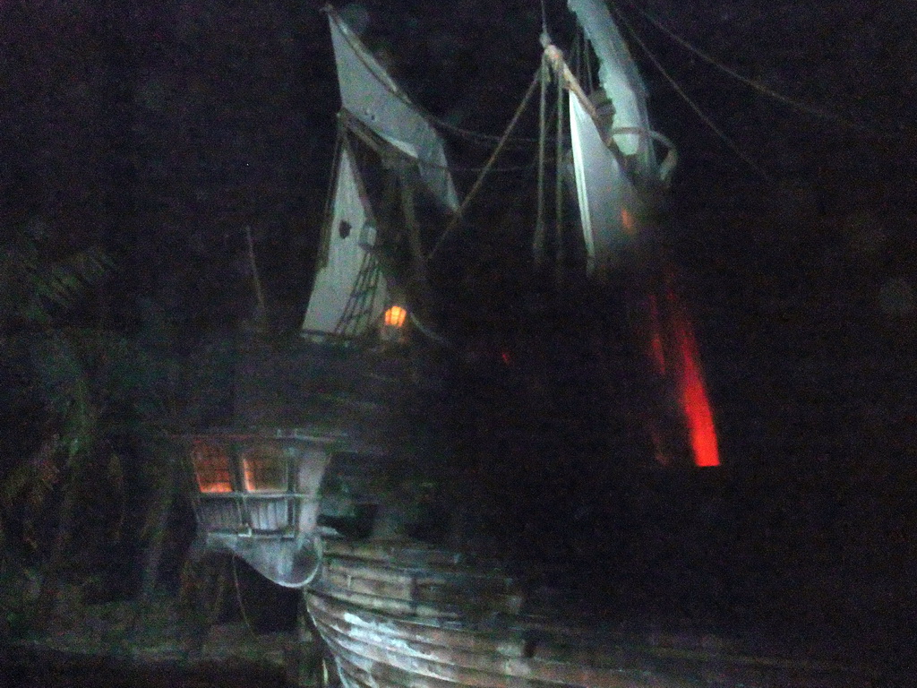 Pirate ship in Pirates of the Caribbean, at Adventureland of Disneyland Park