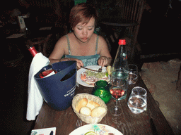 Miaomiao having dinner in the Blue Lagoon Restaurant, at Adventureland of Disneyland Park