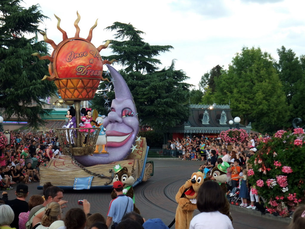Mickey, Minnie, Donald, Pluto, Chip and Dale in Disney`s Once Upon a Dream Parade, at Disneyland Park