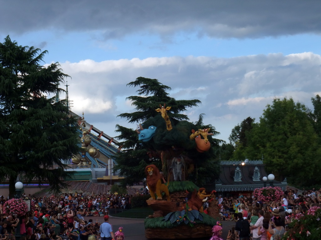 Simba, Timon, Pumbaa and Rafiki in Disney`s Once Upon a Dream Parade, at Disneyland Park