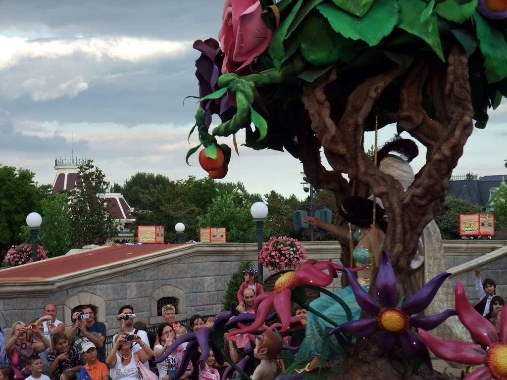 Aladdin and Princess Jasmine in Disney`s Once Upon a Dream Parade, at Disneyland Park