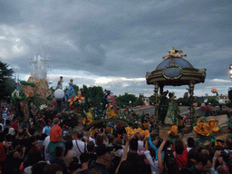 Tiana, Prince Naveen, Snow White and the Prince, Cinderella and Prince Charming in Disney`s Once Upon a Dream Parade, at Disneyland Park