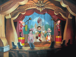 Pinocchio and other puppets in Pinocchio`s Daring Journey, at Fantasyland of Disneyland Park