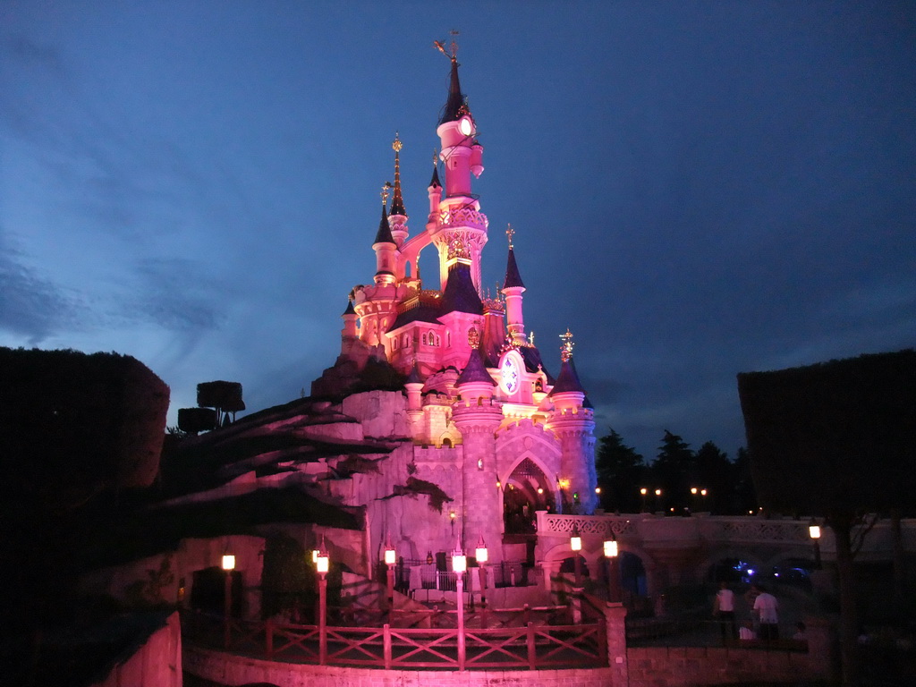 Sleeping Beauty`s Castle, at Fantasyland of Disneyland Park, by night