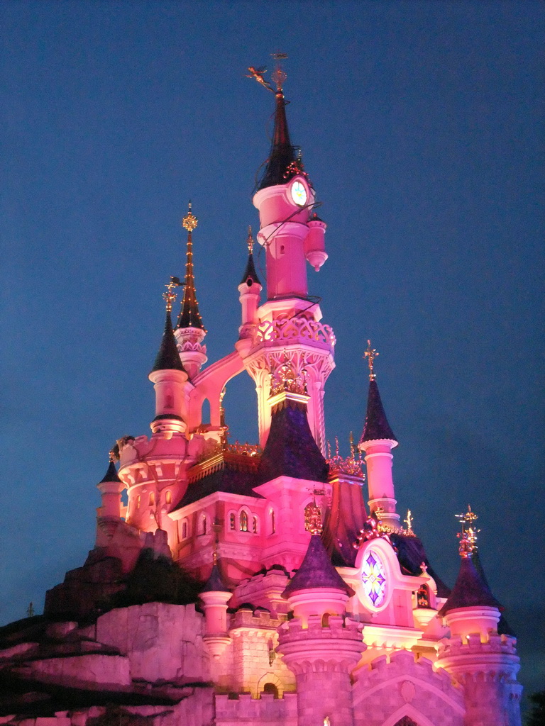 Sleeping Beauty`s Castle, at Fantasyland of Disneyland Park, by night