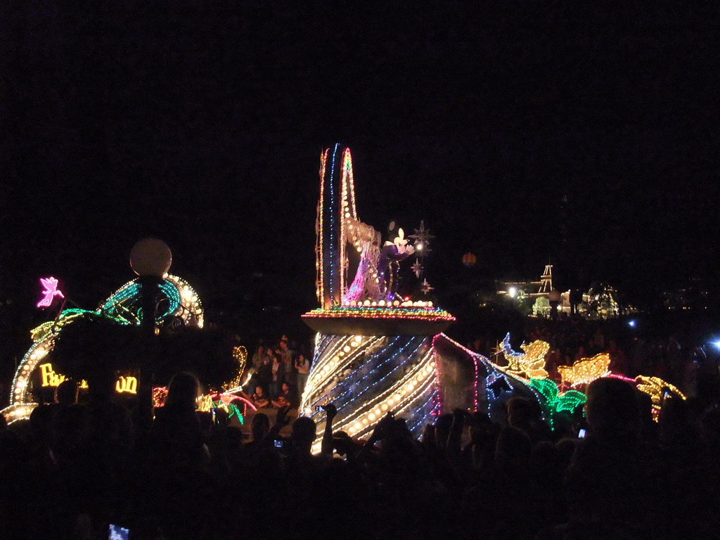 Mickey in Disney`s Fantillusion parade, at Disneyland Park