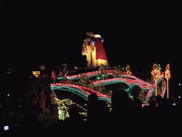 Snow White and the Prince in Disney`s Fantillusion parade, at Disneyland Park