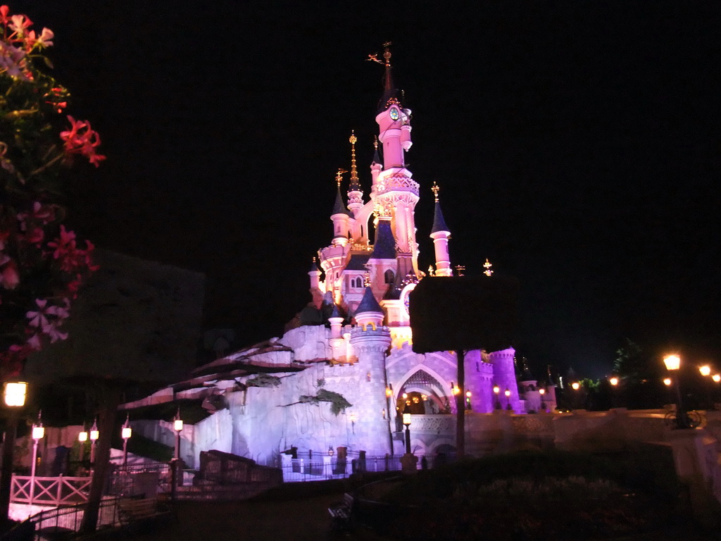 Sleeping Beauty`s Castle, at Fantasyland of Disneyland Park, by night