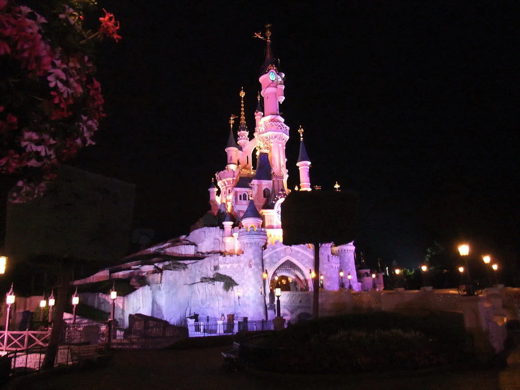 Sleeping Beauty`s Castle, at Fantasyland of Disneyland Park, by night