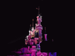 Sleeping Beauty`s Castle, at Fantasyland of Disneyland Park, by night