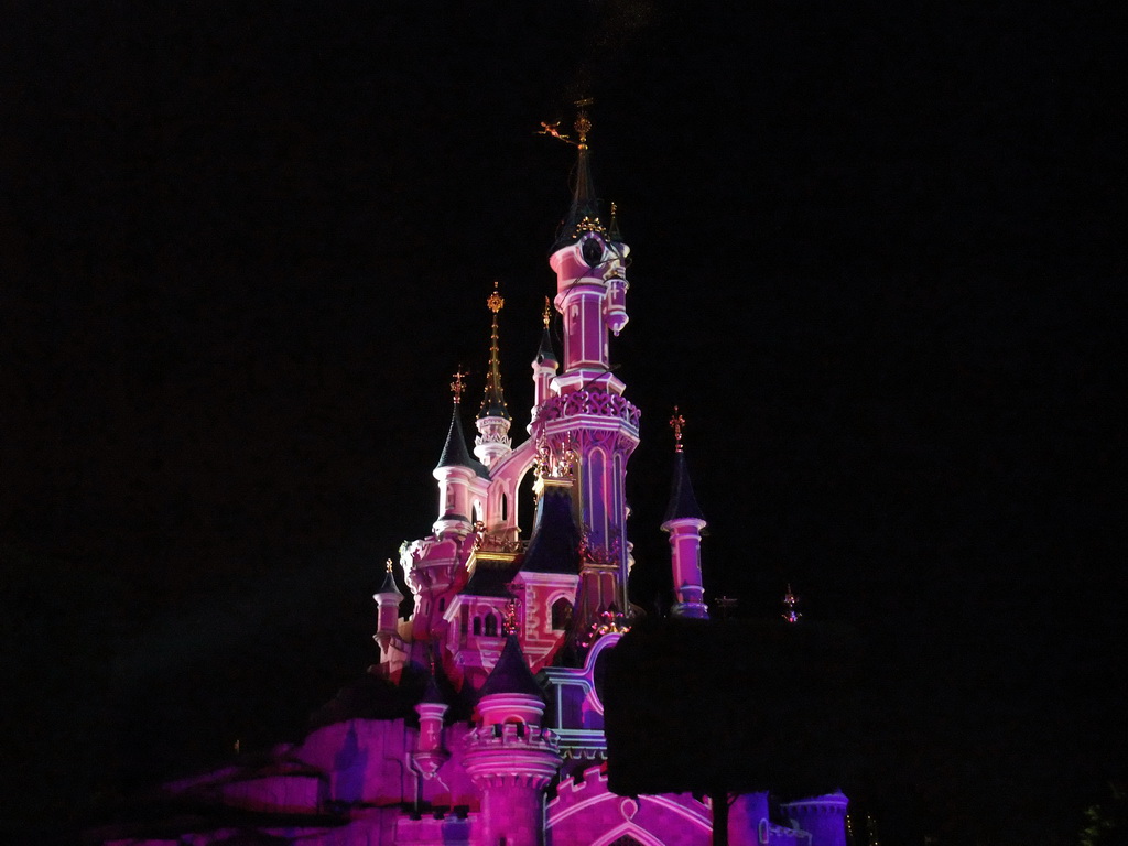 Sleeping Beauty`s Castle, at Fantasyland of Disneyland Park, by night