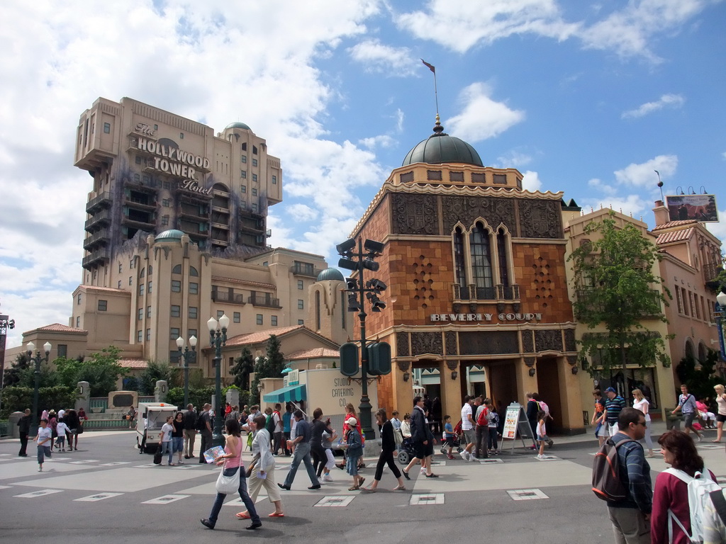 The Twilight Zone Tower of Terror and the Beverly Court, at the Production Courtyard of Walt Disney Studios Park