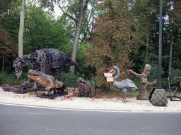 Reptiles and bird from the movie `Dinosaurs`, at the Studio Tram Tour: Behind the Magic, at the Production Courtyard of Walt Disney Studios Park