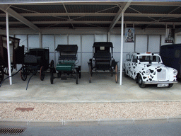 Old cars from the movie `102 Dalmatians `, at the Studio Tram Tour: Behind the Magic, at the Production Courtyard of Walt Disney Studios Park