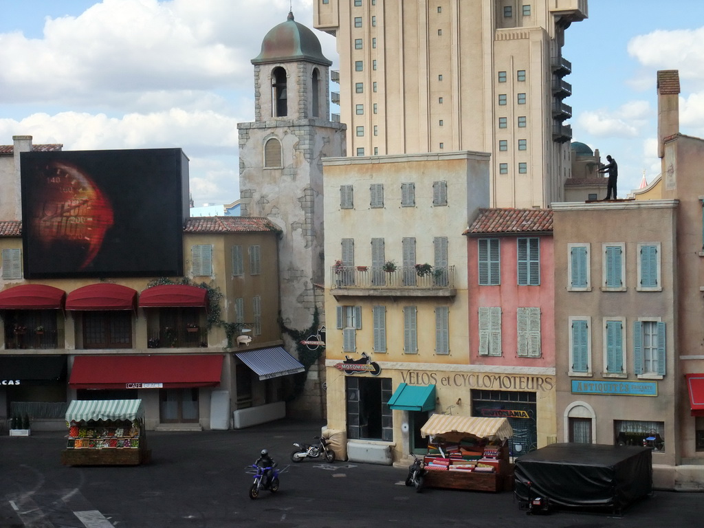 Motorcycle and shooting at `Moteurs... Action! Stunt Show Spectacular`, at the Backlot of Walt Disney Studios Park