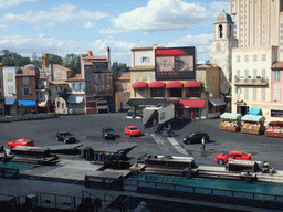 Cars and motorcycles at `Moteurs... Action! Stunt Show Spectacular`, at the Backlot of Walt Disney Studios Park