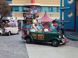 Donald and Daisy in Disney`s Stars `n` Cars parade, at the Production Courtyard of Walt Disney Studios Park