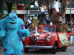 Sulley, Remy and Emile in Disney`s Stars `n` Cars parade, at the Production Courtyard of Walt Disney Studios Park