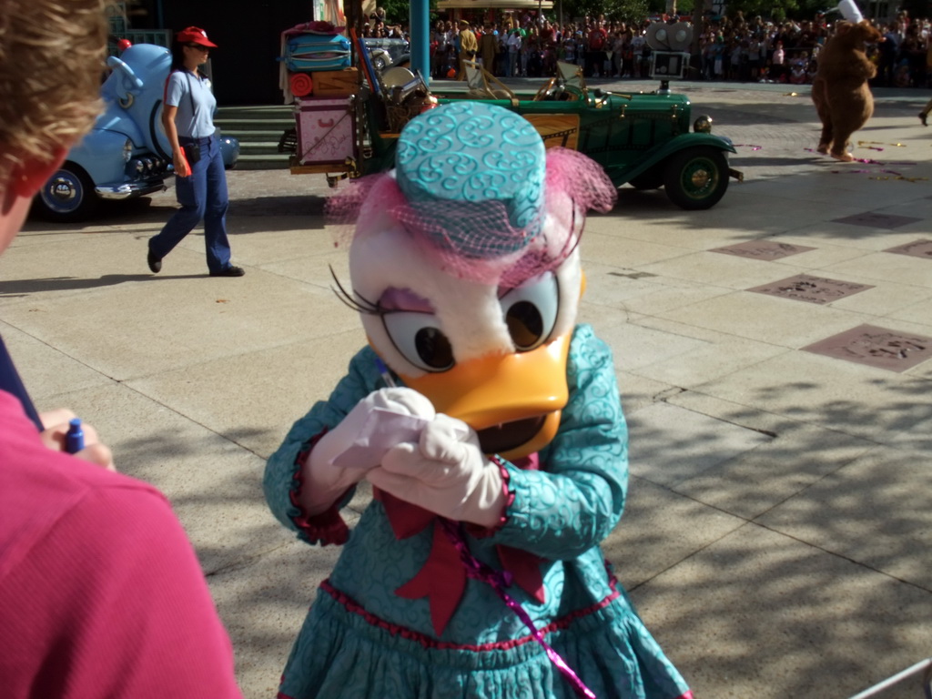 Daisy in Disney`s Stars `n` Cars parade, at the Production Courtyard of Walt Disney Studios Park