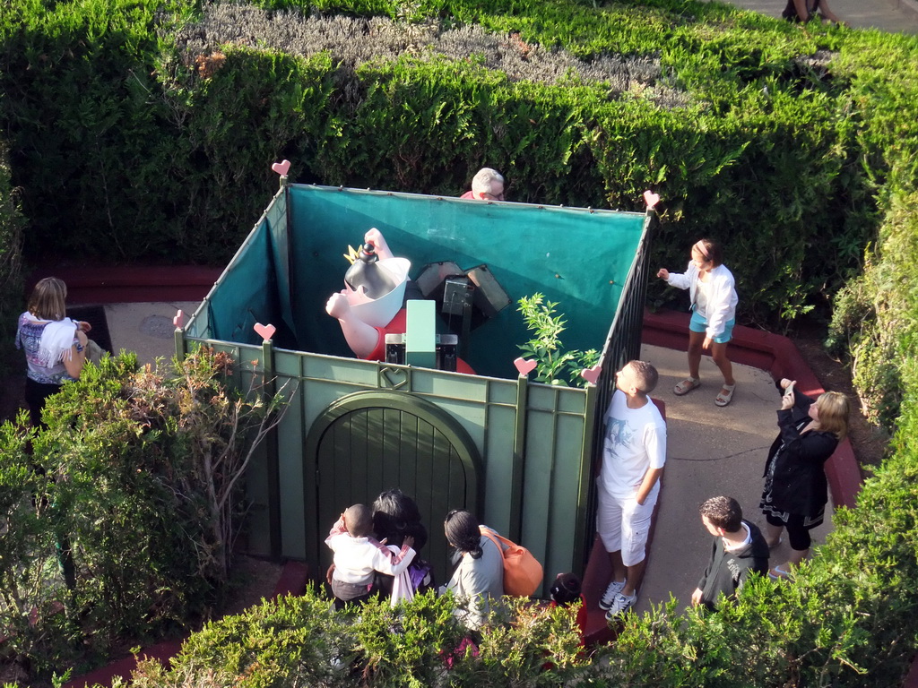 The Queen of Hearts, viewed from the Tower in Alice`s Curious Labyrinth, at Fantasyland of Disneyland Park