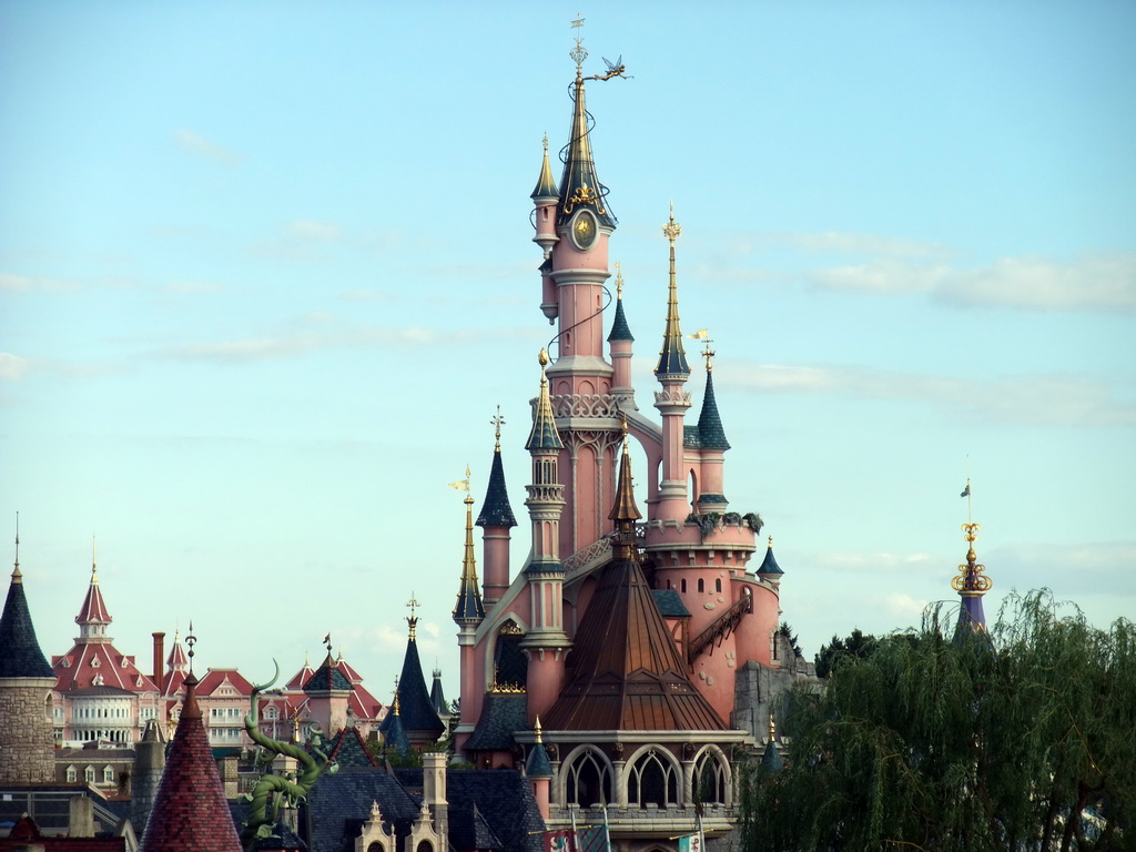 Sleeping Beauty`s Castle, viewed from the Tower in Alice`s Curious Labyrinth, at Fantasyland of Disneyland Park