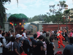 Winnie the Pooh, Piglet and Tigger in Disney`s Once Upon a Dream Parade, at the Town Square of Disneyland Park