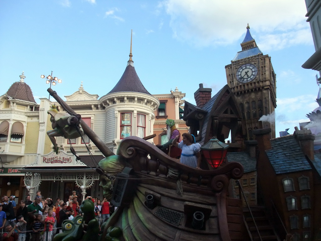Peter Pan characters in Disney`s Once Upon a Dream Parade, at the Town Square of Disneyland Park