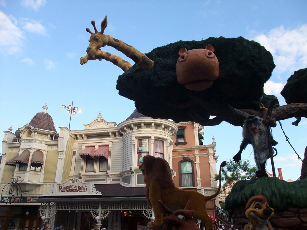 Simba, Timon, Pumbaa and Rafiki in Disney`s Once Upon a Dream Parade, at Disneyland Park