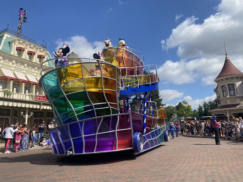 Mickey, Minnie, Donald, Daisy, Pluto and Judy at the Disney Stars on Parade at Town Square at Disneyland Park