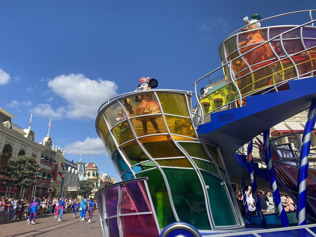 Mickey, Minnie, Donald and Daisy at the Disney Stars on Parade at Town Square at Disneyland Park