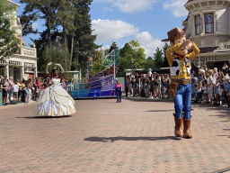 Tiana, Chip, Clarice and Woody at the Disney Stars on Parade at Town Square at Disneyland Park