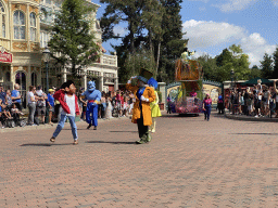Miguel, the Genie, the Mad Hatter, Joy and Goofy at the Disney Stars on Parade at Town Square at Disneyland Park