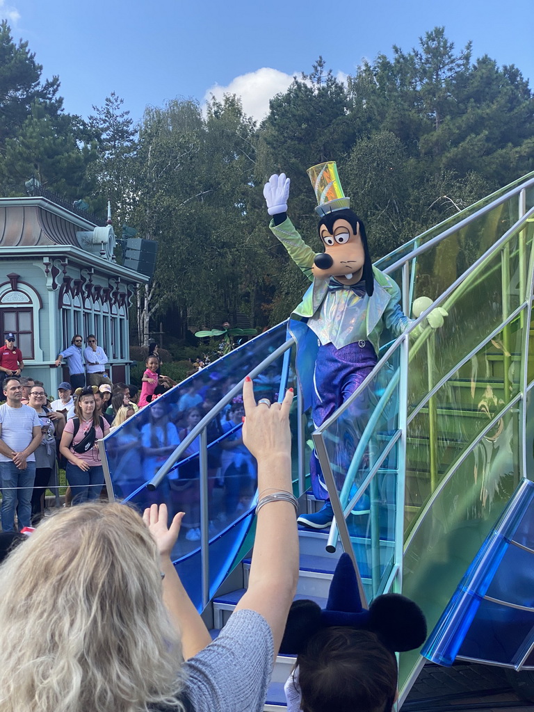 Pluto at the Disney Stars on Parade at Central Plaza at Disneyland Park