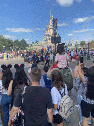 Joy at the Disney Stars on Parade at Central Plaza and Sleeping Beauty`s Castle at Fantasyland at Disneyland Park