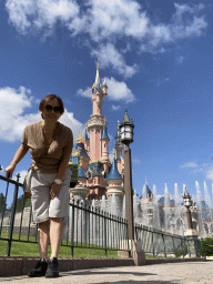 Miaomiao in front of Sleeping Beauty`s Castle at Fantasyland at Disneyland Park