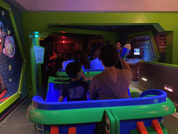 Miaomiao and Max at the Buzz Lightyear Laser Blast attraction at Discoveryland at Disneyland Park
