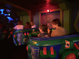 Miaomiao and Max at the Buzz Lightyear Laser Blast attraction at Discoveryland at Disneyland Park
