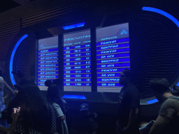 Screen with highscores at the queue of the Star Tours - The Adventures Continue attraction at Discoveryland at Disneyland Park
