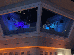 Control room with alien statues at the queue of the Star Tours - The Adventures Continue attraction at Discoveryland at Disneyland Park