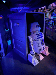 Statue of a droid at the queue of the Star Tours - The Adventures Continue attraction at Discoveryland at Disneyland Park