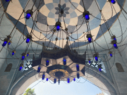 Chandeleer at the ceiling of the entrance gate to Adventureland at Disneyland Park