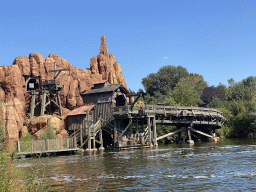 The Big Thunder Mountain attraction at Frontierland at Disneyland Park, viewed from the Frontierland Playground