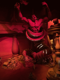 Statues of Aladdin and the Evil Genie Jafar at the Le Passage Enchanté d`Aladdin attraction at Adventureland at Disneyland Park
