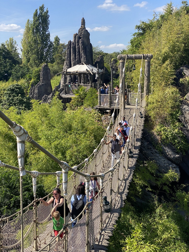 The suspension bridge at the Adventure Isle Zat Adventureland at Disneyland Park