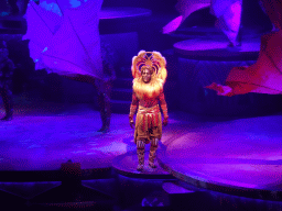 Actors on the stage of the Frontierland Theatre at Frontierland at Disneyland Park, during the Lion King: Rhythms of the Pride Lands show