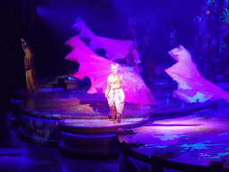 Actors on the stage of the Frontierland Theatre at Frontierland at Disneyland Park, during the Lion King: Rhythms of the Pride Lands show