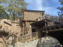 Wooden house at the gate from Frontierland to Central Plaza at Disneyland Park