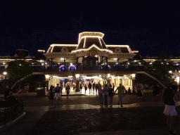 Town Square and the Main Street U.S.A. Station at Disneyland Park, by night